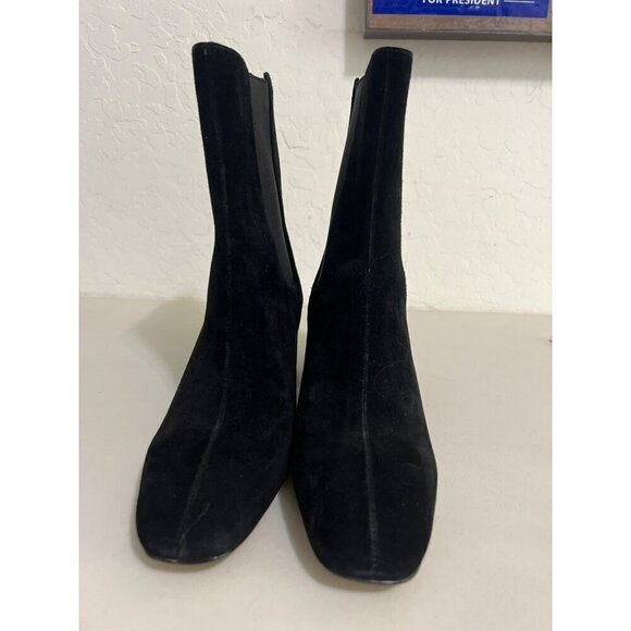 Ann Taylor Black Suede Leather Upper Sz 10 Covered Heel - Picture 1 of 6